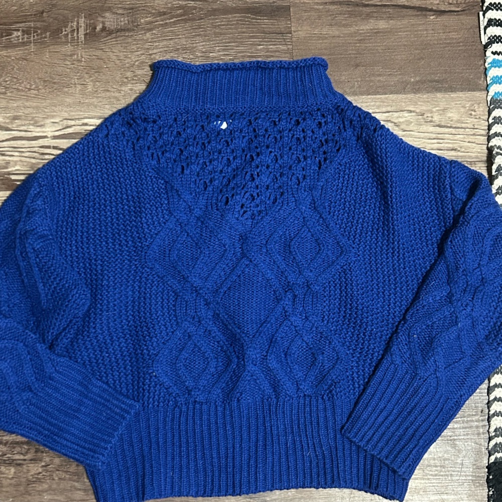 Blue Cable Knit Sweater